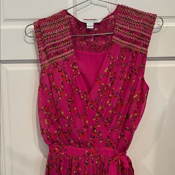 Diane Von Furstenberg silk Fuchsia wrap Floral Midi Dress size 8 - Picture 3 of 7